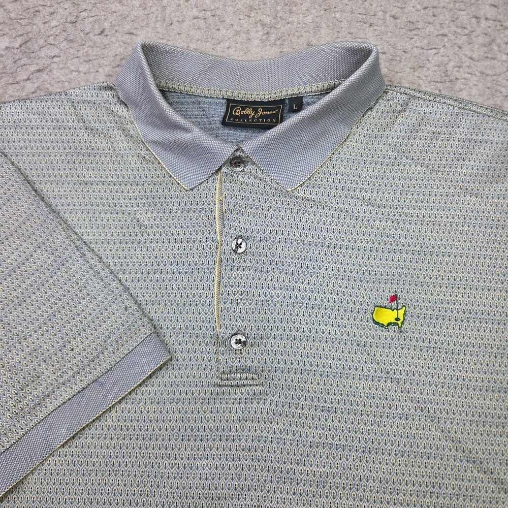 Vintage Bobby Jones Golf Polo Masters Men's Large Green Geometric Augusta